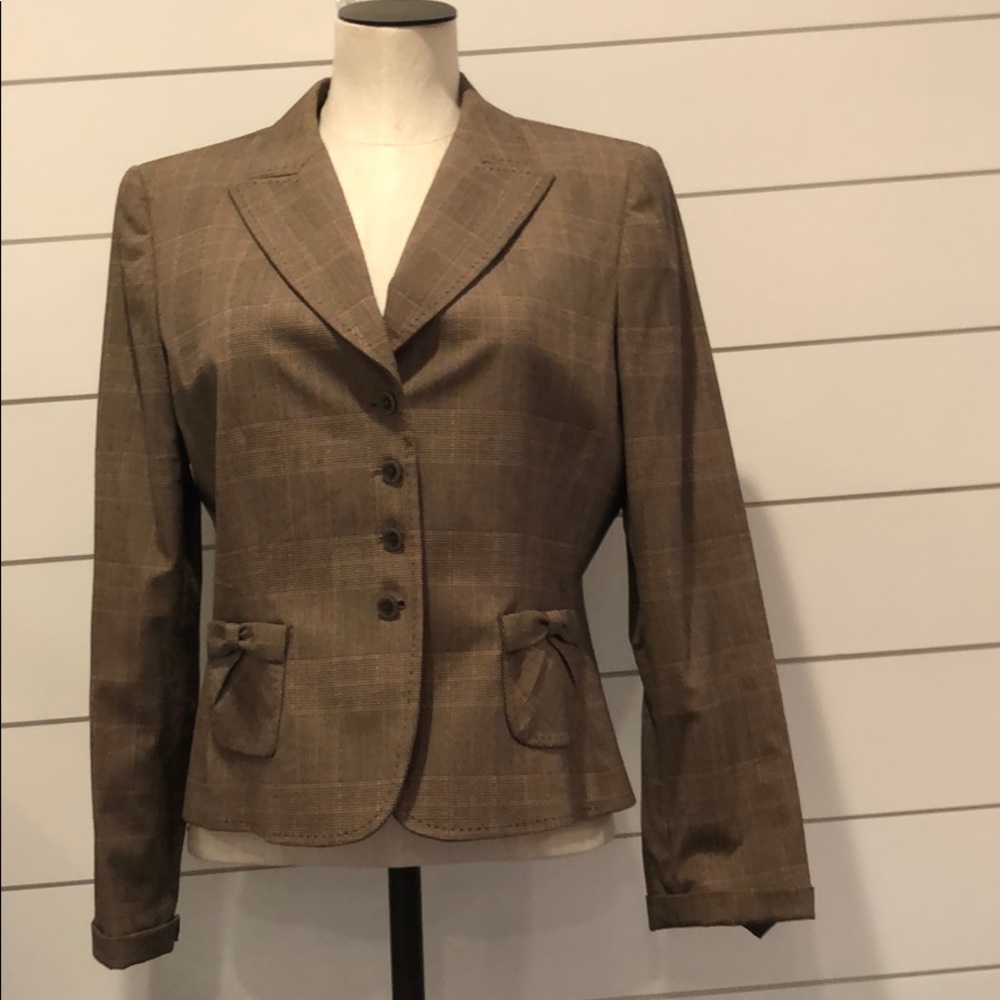 Tahari plaid brown blazer